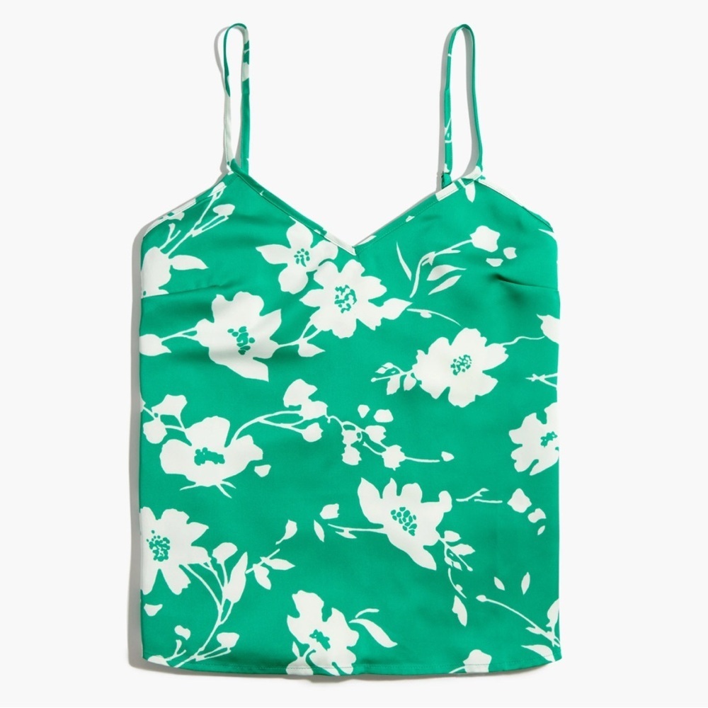 NWT J. Crew green floral print silky camisole top Sz 6